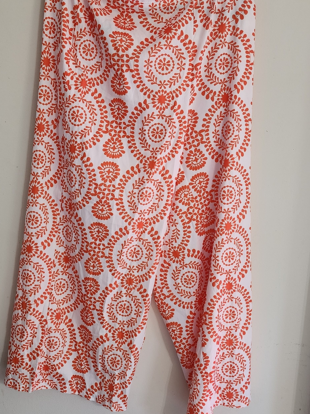 SHEIN White and Orange Floral-Print Curve Top